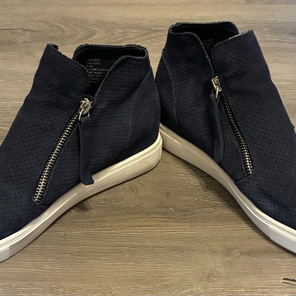 Navy Suede High-Top Sneakers with Double Zippers main image 0